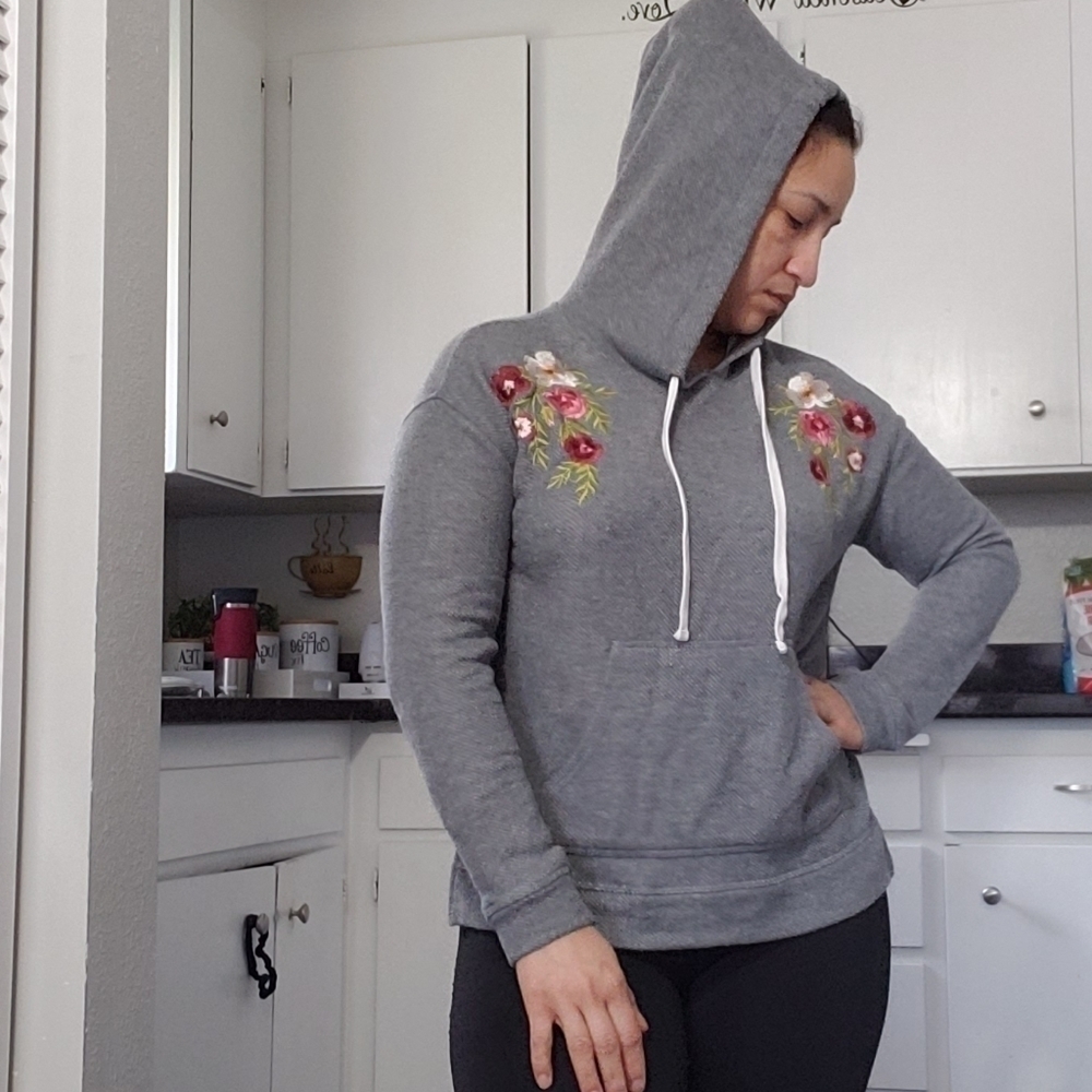 O’NEILL Floral Embroidered Boho Hoodie Sweatshirt, Size S